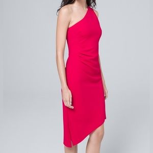 White House Black Market Pink One-Shoulder Asymmetrical Dress, size 2.